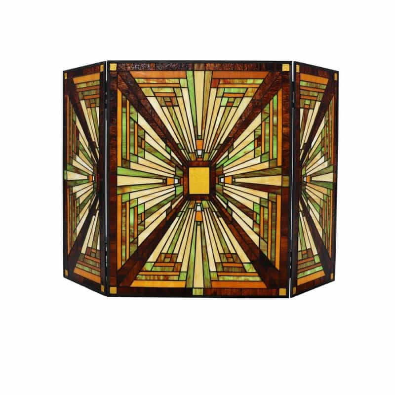 Chloe Lighting Innes Tiffany-Style 3Pcs Folding Mission Fireplace Screen 45" Wide