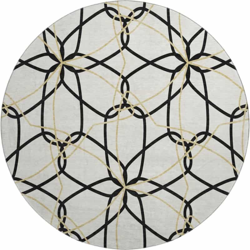 Premium Machine Washable Mayfield Amf950 White 8' X 8' Round Rug