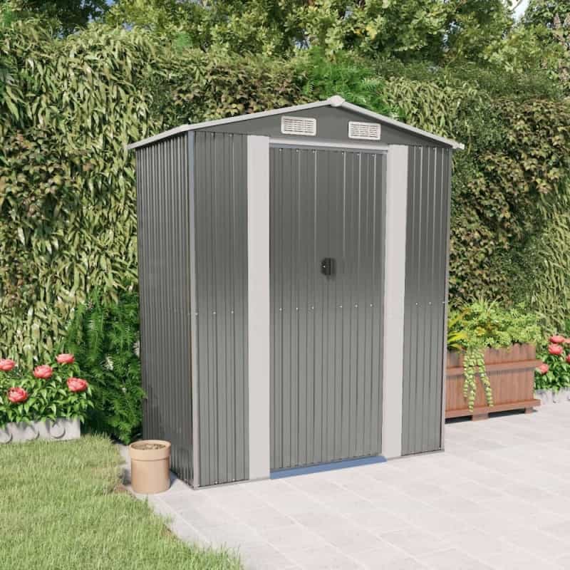 Garden Shed Light Gray Galvanized Steel Large Garden Shed