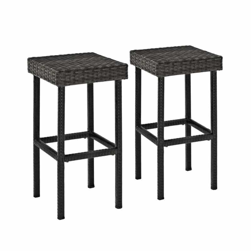 Palm Harbor 2Pc Wicker Backless Outdoor Bar Stool Set - 2 Stools