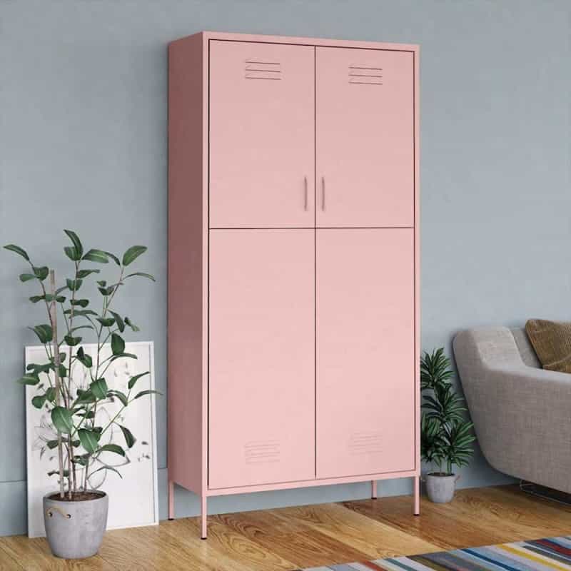 Vidaxl Wardrobe Pink 35.4"X19.7"X70.9" Steel