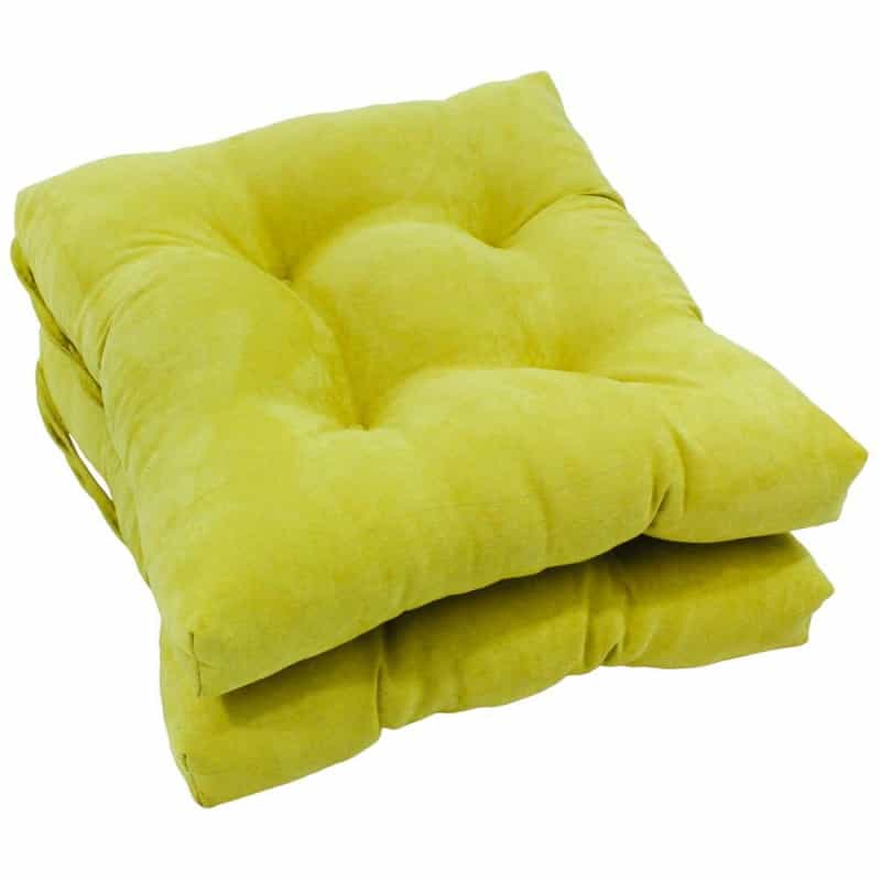 16-Inch Solid Micro Suede Square Tufted Chair Cushions (Set Of 2)