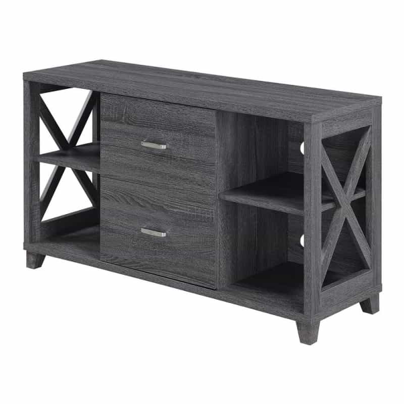 Oxford Deluxe 2 Drawer Tv Stand With Shelves For Tvs Up To 55 Inches, Gray