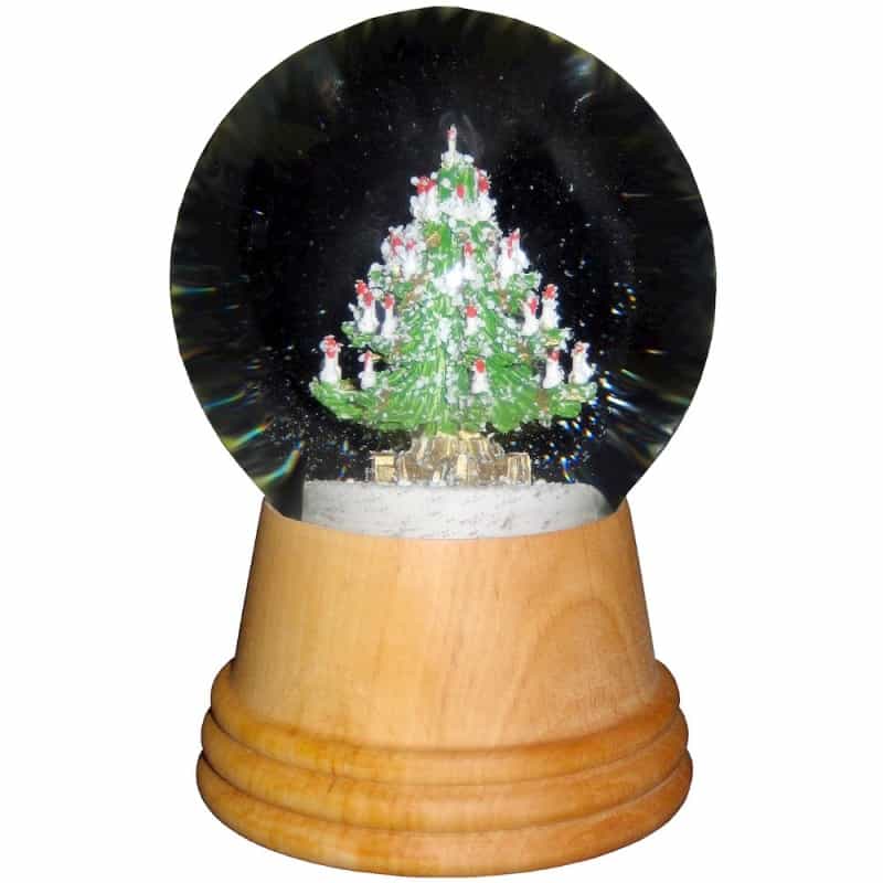Snowglobe - Medium Christmas Tree With Wooden Base