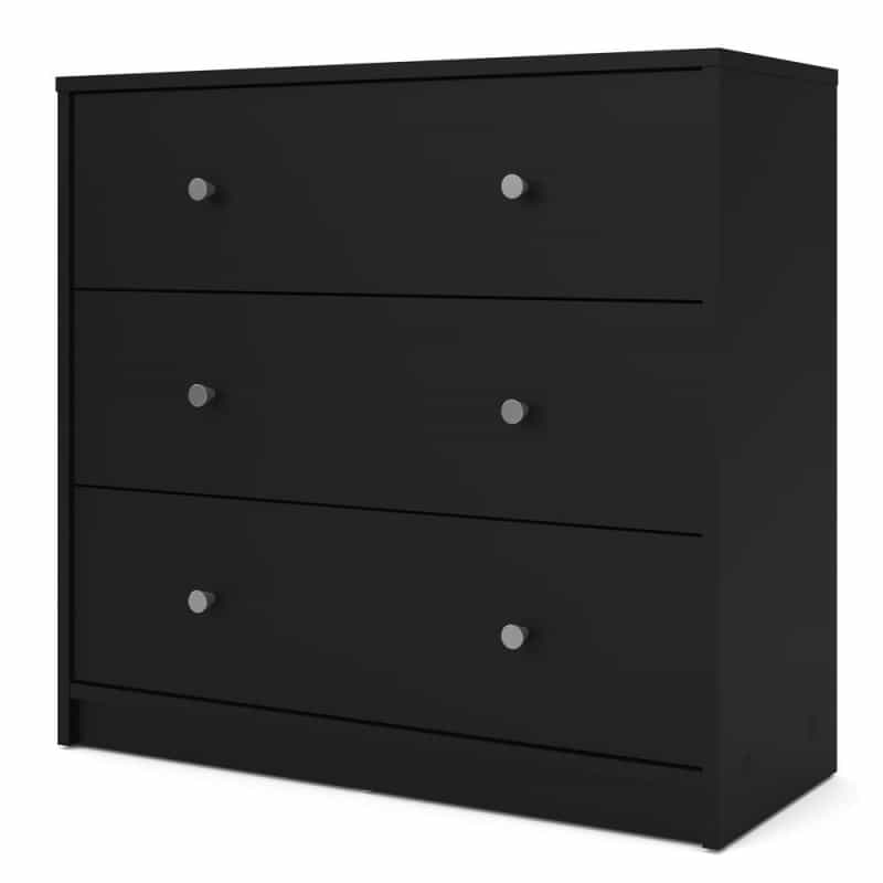 Portland 3 Drawer Chest, Black