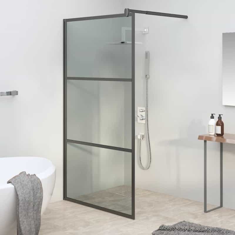 Walk-In Shower Wall 39.4"X76.8" Dark Esg Glass Black
