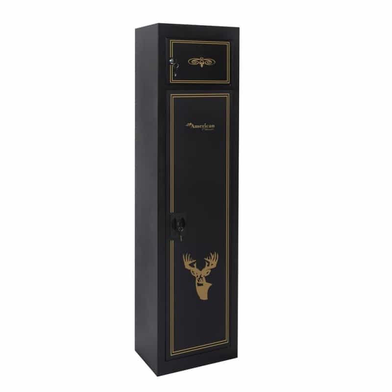 5 Gun Metal Security Cabinet With Separate Pistol/Ammo Area
