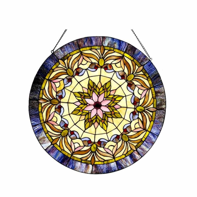 Tiffany-Glass Edwardian Man Window Panel 22"
