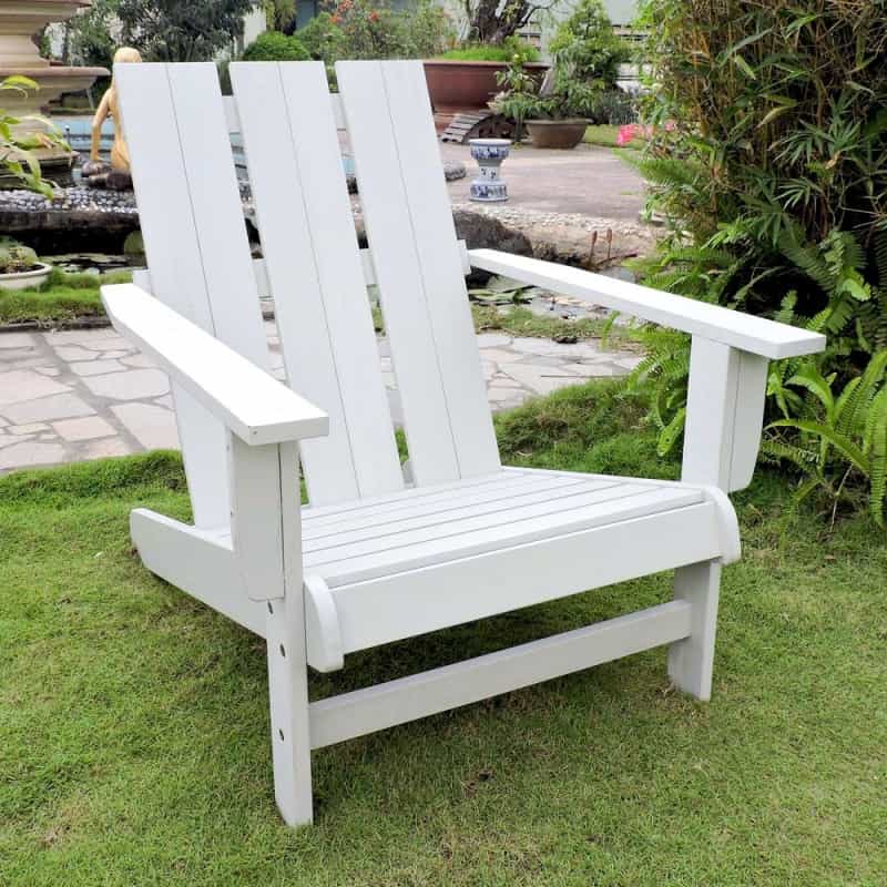 Acacia Large Square Back Adirondack Chair With Antique White Finish