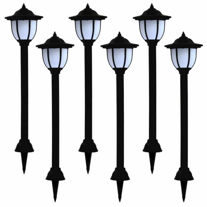 Solar Lamp Set Of 6 Black Polypropylene Standard Solar