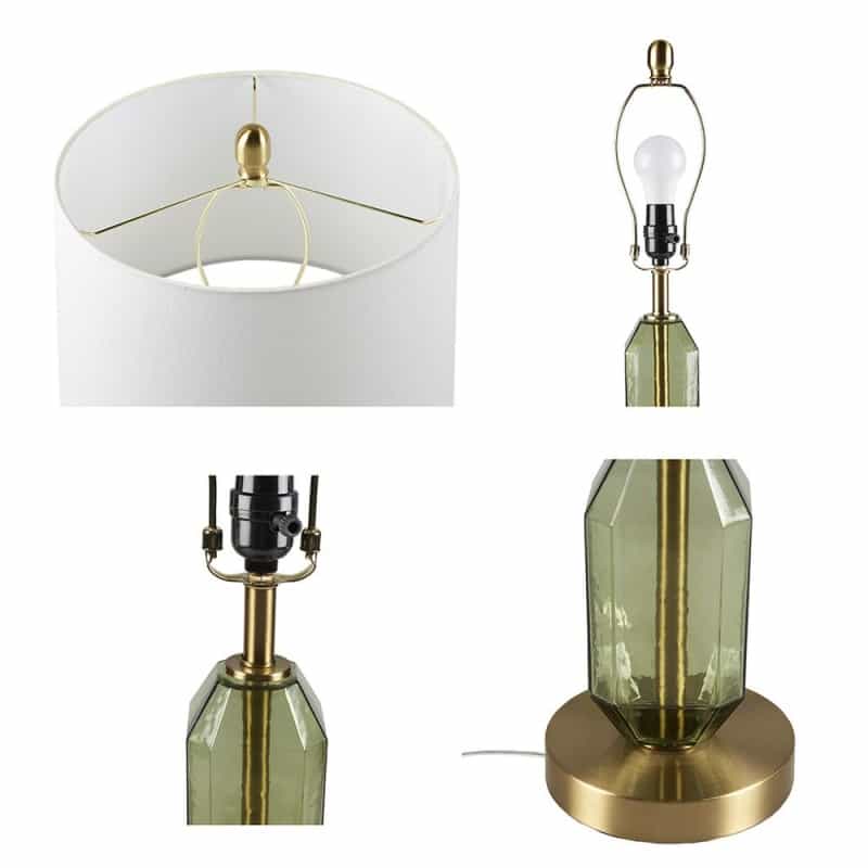Faceted Green Glass Table Lamp