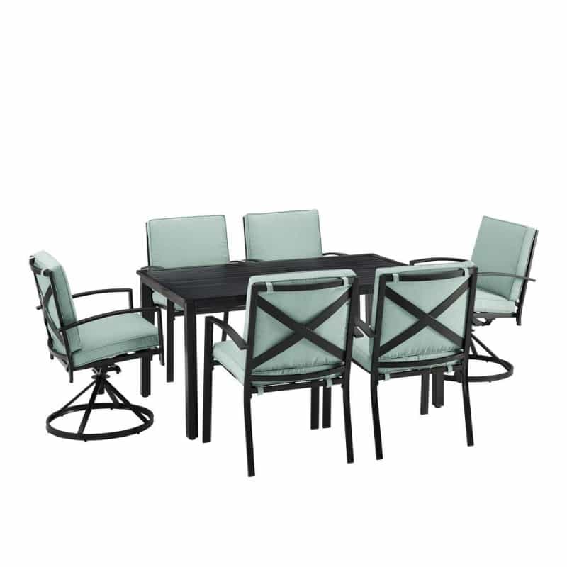 Kaplan 7Pc Outdoor Dining Set - Table, 2 Swivel Chairs, & 4 Regular Chairs
