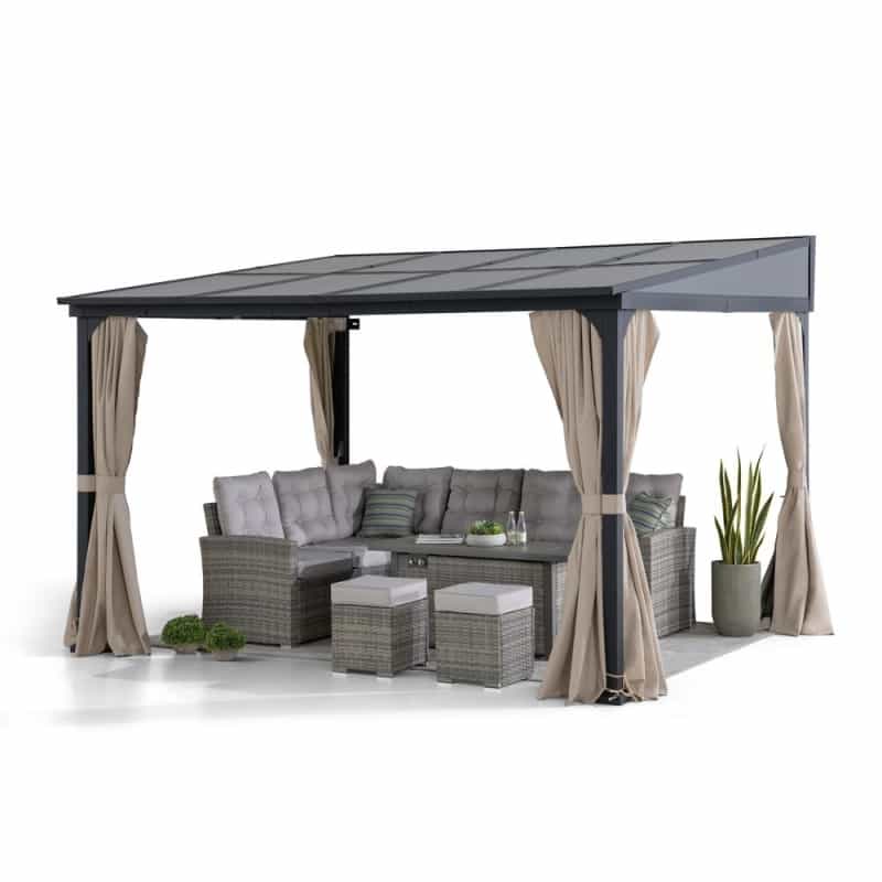 10Ft. X 12Ft. Polycarbonate Roof; Aluminum Metal Frame With Curtain And Netting