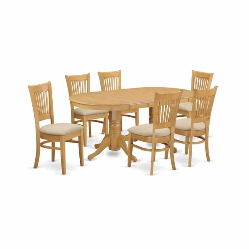 7 Pc Dining Room Set Table With Leaf And 6 Dining Chairs