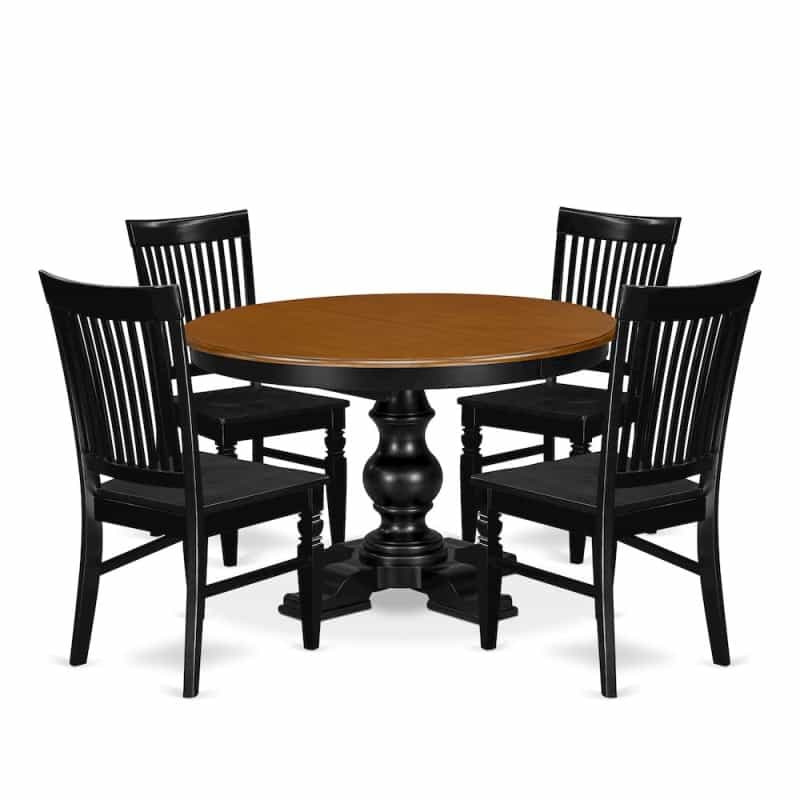 5-Piece Mid-Century Dinner Set, Black & Cherry