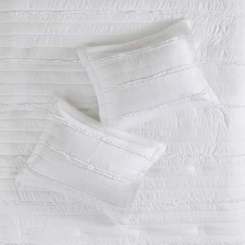 Celeste 5 Piece Microfiber Ruffled Comforter Set, White Color