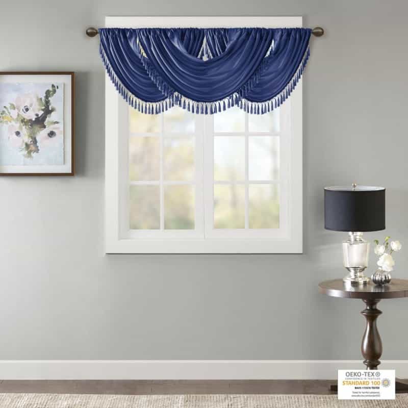 Faux Silk Waterfall Embellished Valance