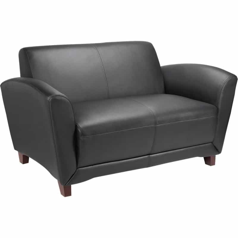 Lorell Accession Reception Loveseat - 55" X 34.5" X 31.3" Overall Dimension - Leather Black Seat - Leather Black Back - 1 Each