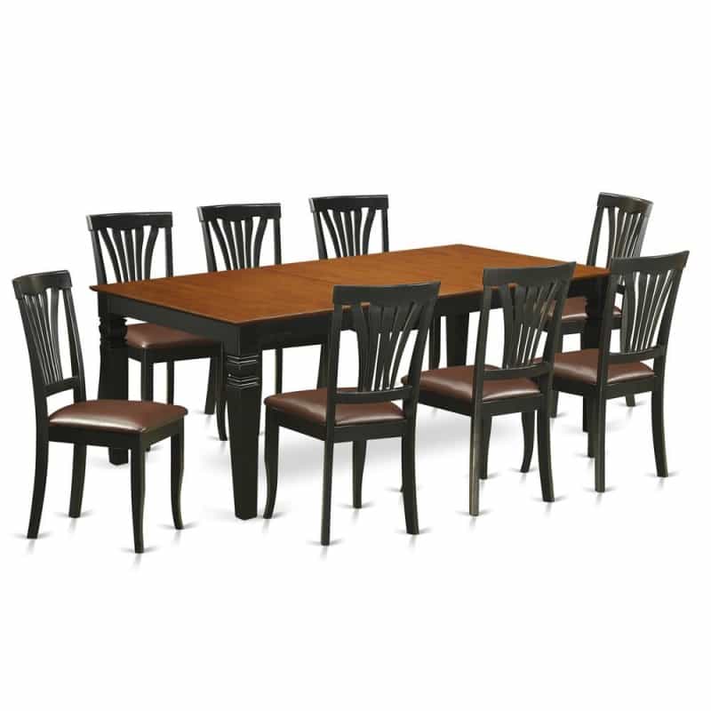 9 Pctable Set With A Dining Table And 8 Dining Chairs In Black And Cherry