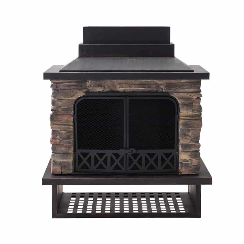 Sunjoy Patio Heavy Duty Wood Burning Fireplace With Steel Chimney
