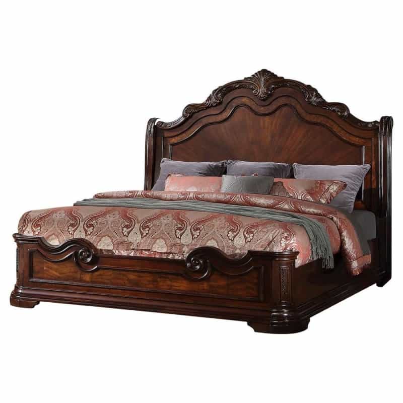 Best Master Barney's Traditional Wood Queen Bed In Walnut