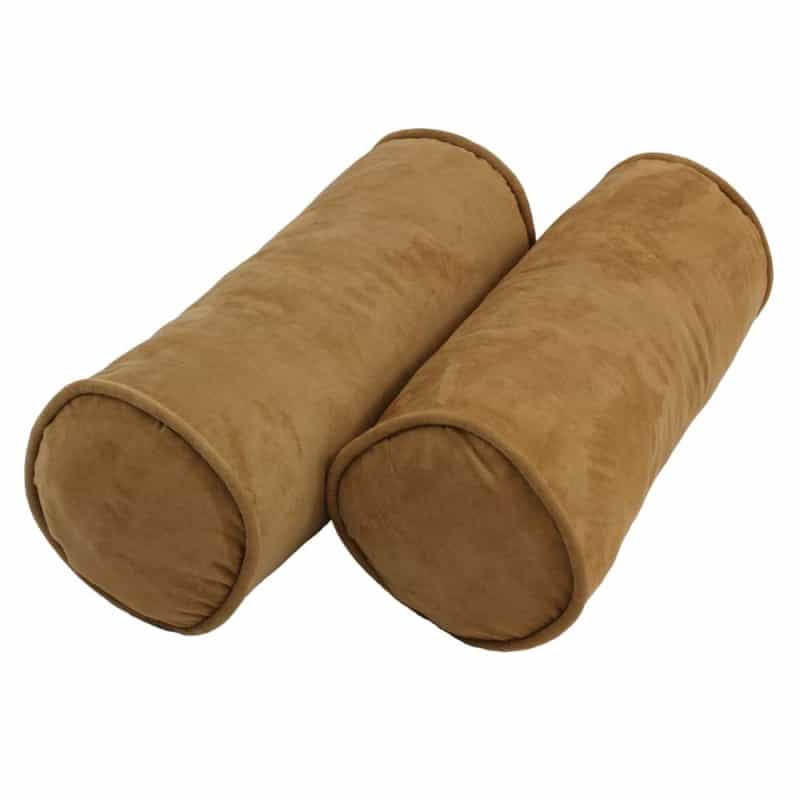 20-Inch By 8-Inch Double-Corded Solid Microsuede Bolster Pillows With Inserts (Set Of 2) 9814-Cd-S2-Ms-Cm