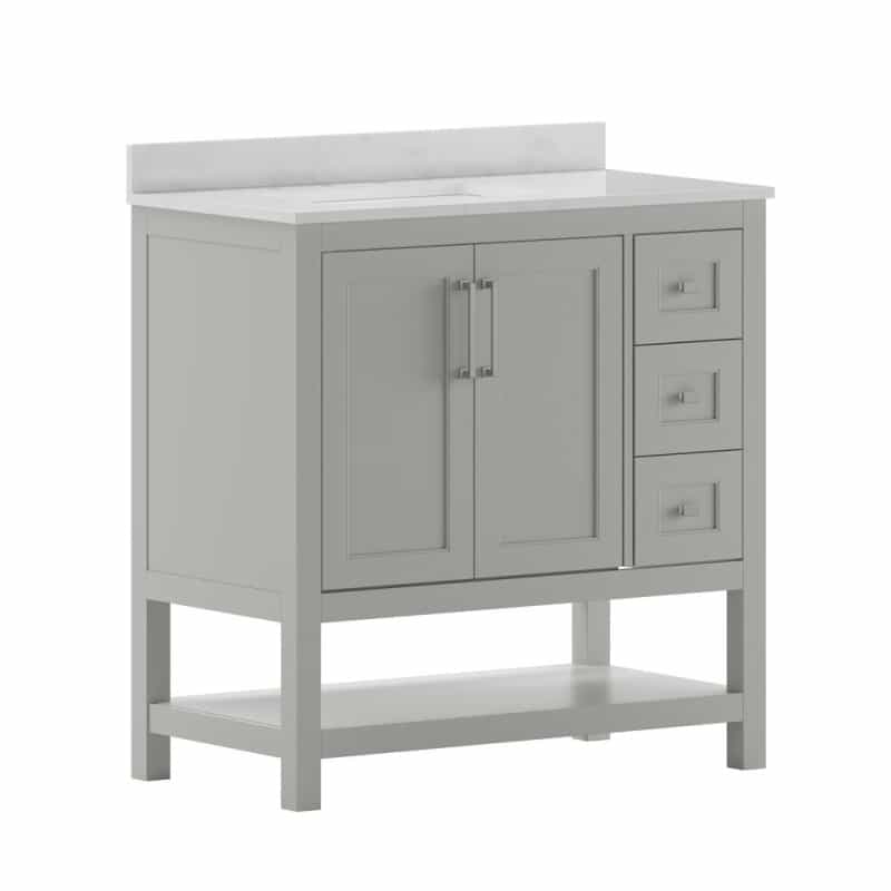 36 Inch Contemporary Bathroom Vanity With Storage Drawers And Sink Combo