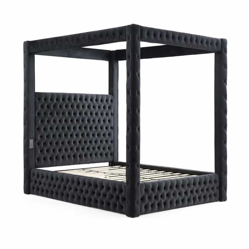 Dream Luxurious Velvet Canopy Bed With Speaker & Usb Connection