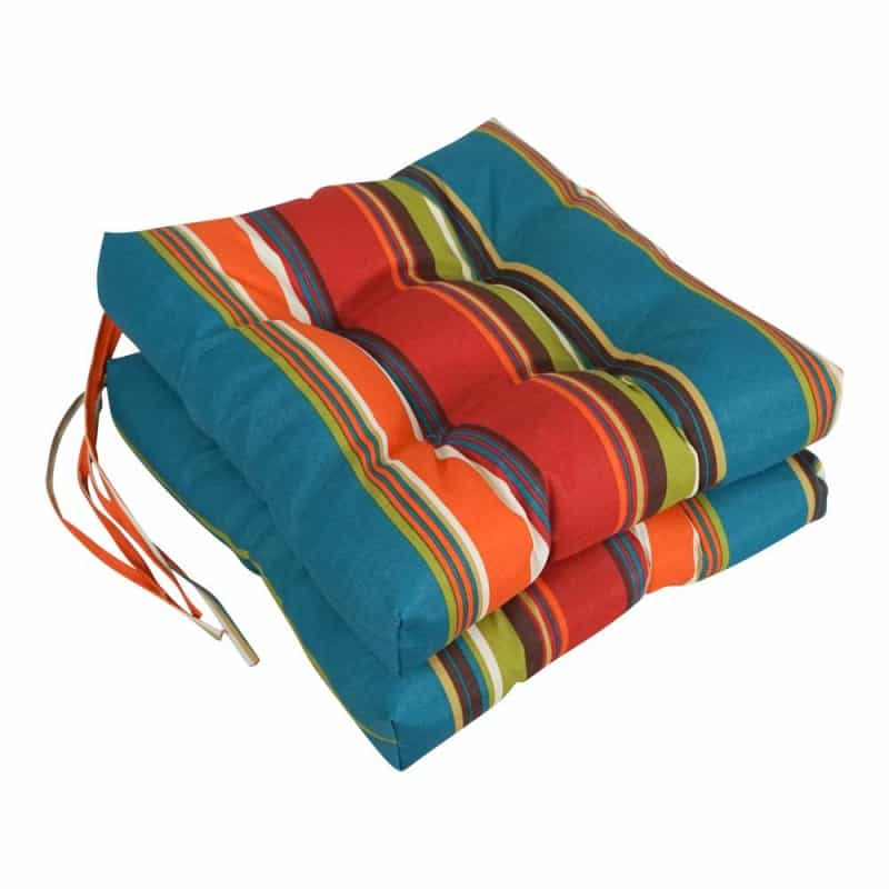 16-Inch Outdoor Spun Polyester Square Tufted Chair Cushions (Set Of 2)