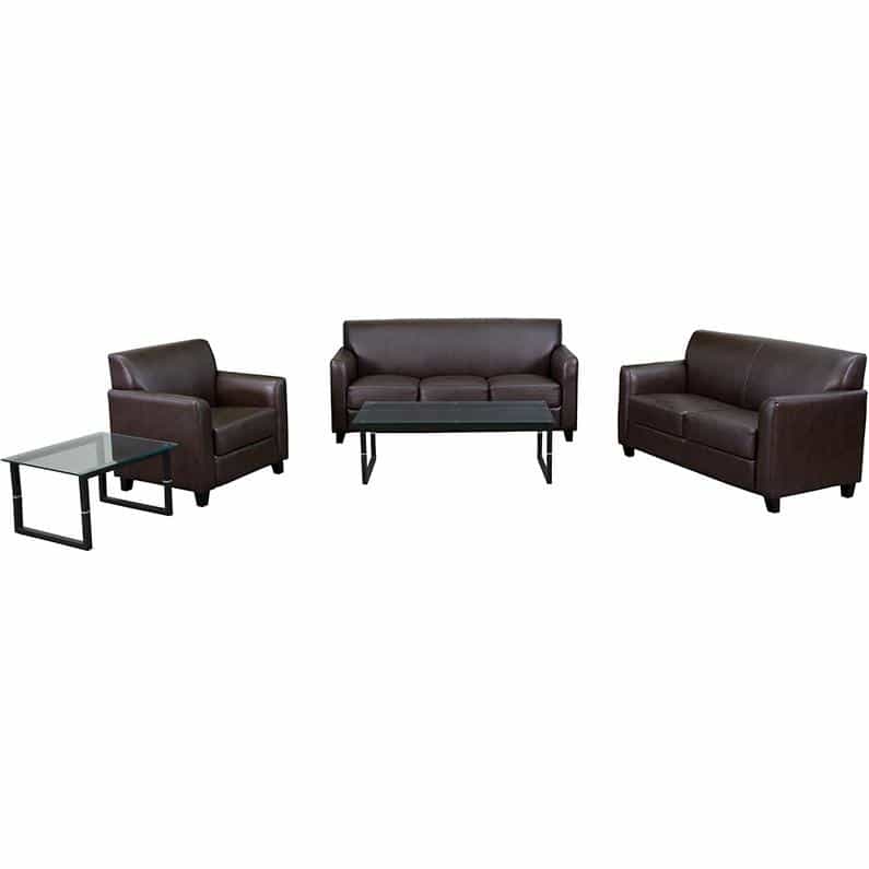 Diplomat Reception Set In Brown Leathersoft