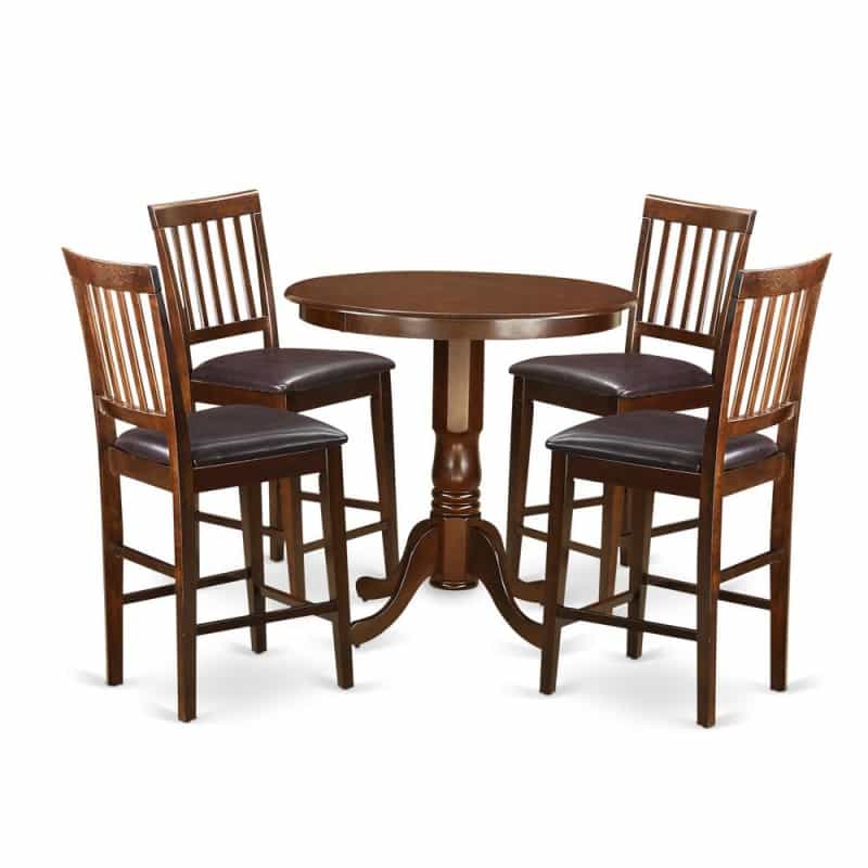 5 Pc Pub Table Set - High Table And 4 Bar Stools With Backs