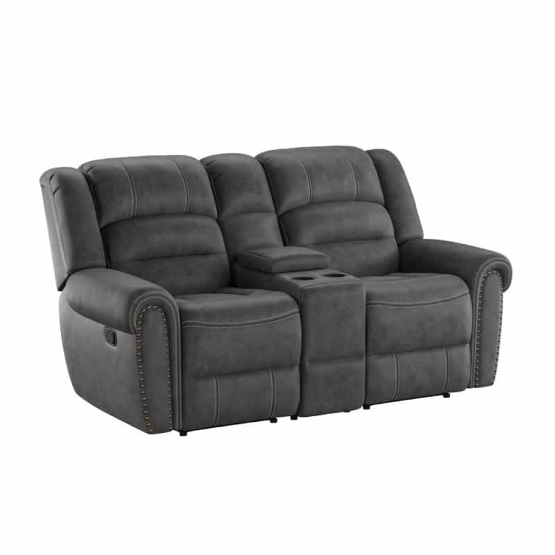 Reclining Console Loveseat With Contrast Stitching