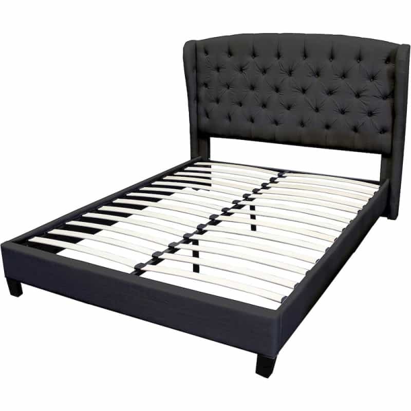 Frances Solid Wood/Fabric Upholstry Cal King Platform Bed - Black