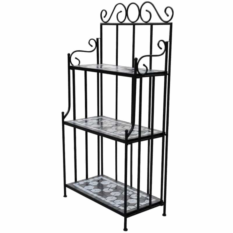 Plant Stand Black And White Iron And Ceramic Large