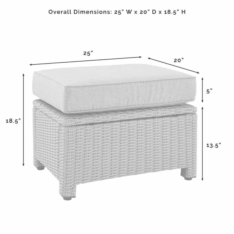 Bradenton 5Pc Wicker Outdoor Chair Set - Side Table, 2 Arm Chairs & 2 Ottomans
