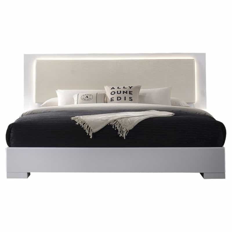 Best Master Athens Cal King Platform Bed With Led Lighting In White Lacquer