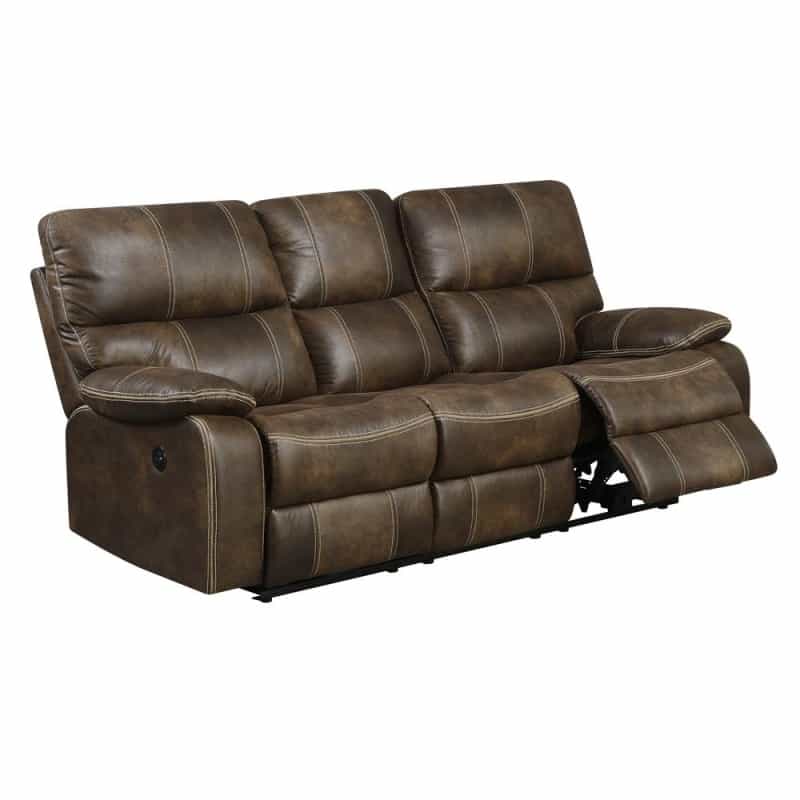 86" Power Reclining Sofa With Dual Recliners, Microsuede Upholstery