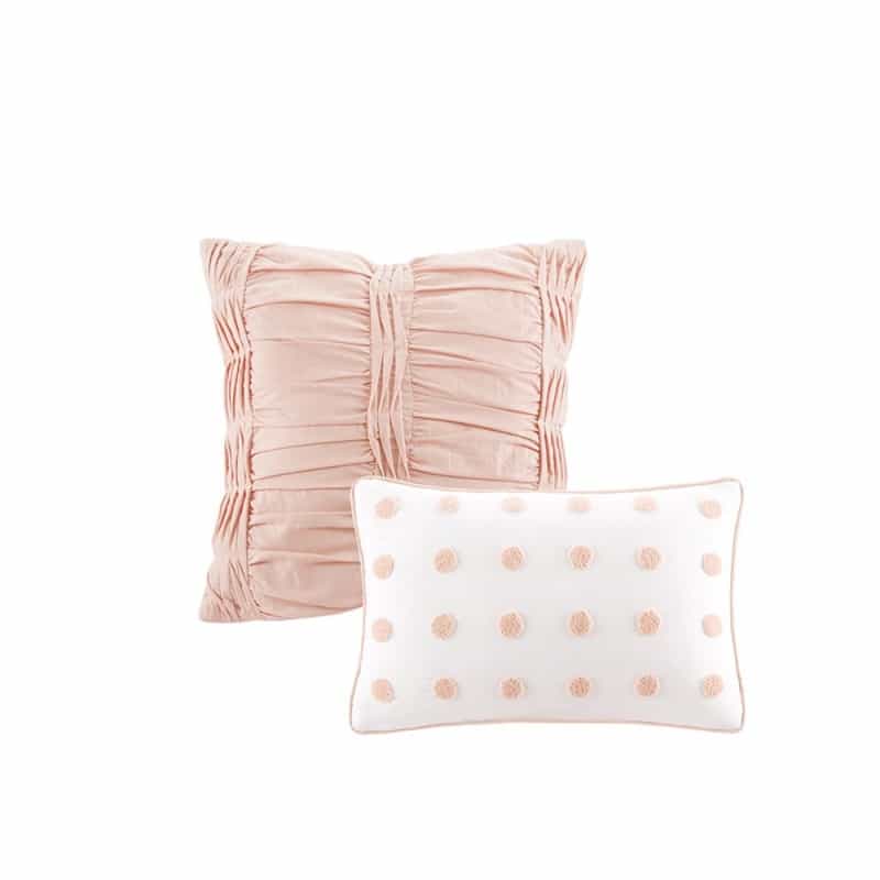 Cotton Jacquard Comforter Set With Euro Shams And Throw Pillows