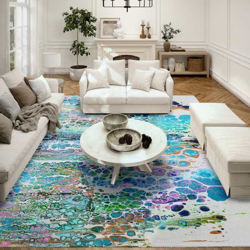 Karina Mermaid Modern Abstract 3' X 5' Area Rug Mermaid Akc50