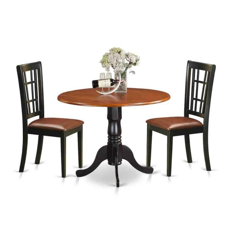 3 Pc Kitchen Table Set-Dining Table And 2 Wood Kitchen Chairs