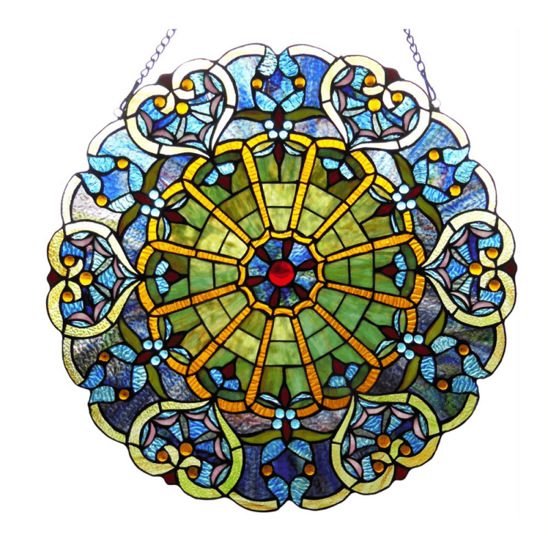Willa Tiffany-Glass Victorian Window Panel 23"