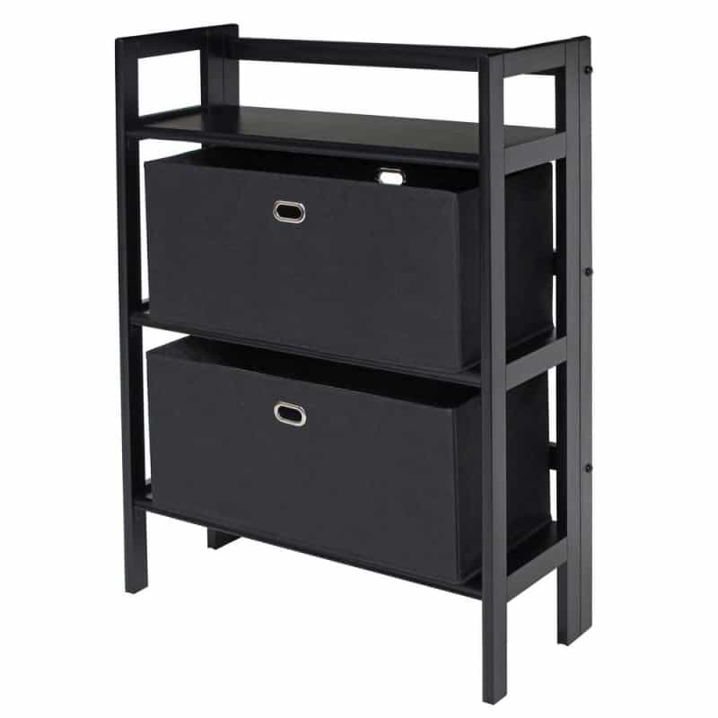 Torino 3-Pc Set Folding Bookcase W/ Fabric Basket