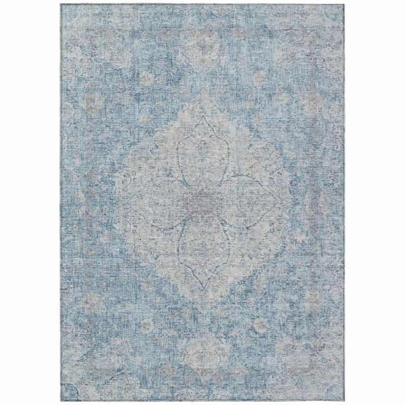 Machine Washable Indoor/Outdoor Chantille Acn2136 Denim 5' X 7'6" Rug