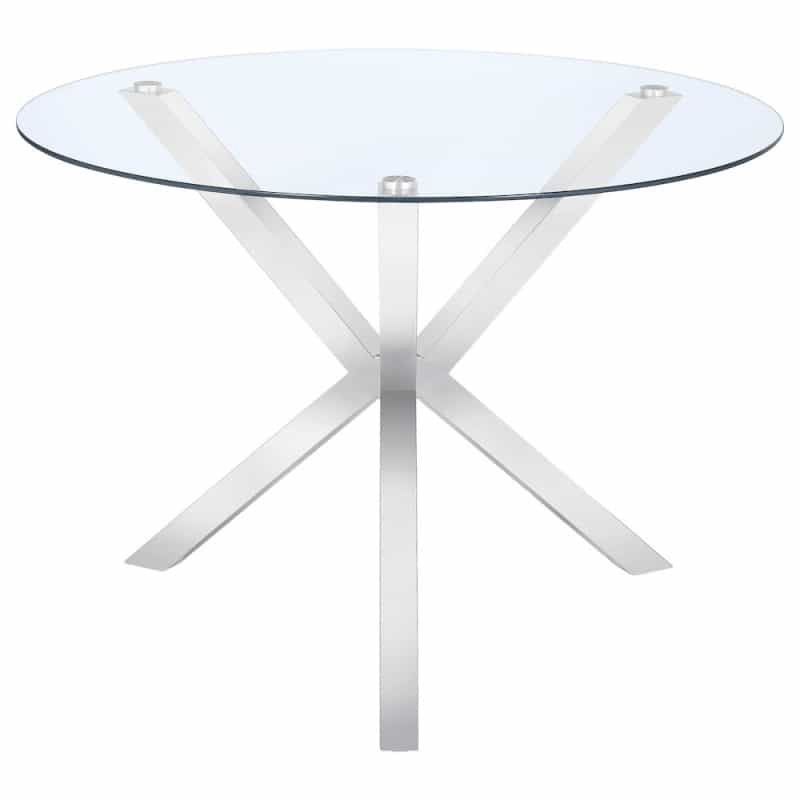 Vance Round 41-Inch Glass Top Asterisk Dining Table Chrome
