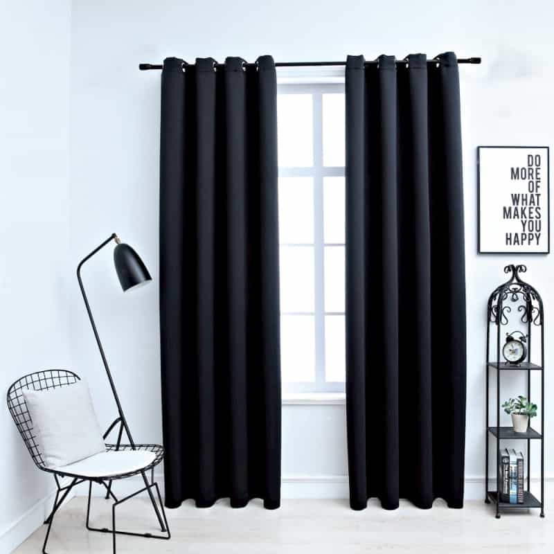 Vidaxl Blackout Curtains With Rings 2 Pcs Black 54"X95" Fabric, 134839