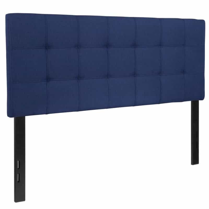 Tufted Upholstered Full Size Headboard In Navy Fabric