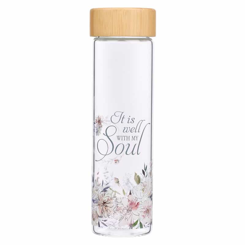 Water Bottle Glass W/ Sleeve It Is Well With My Soul