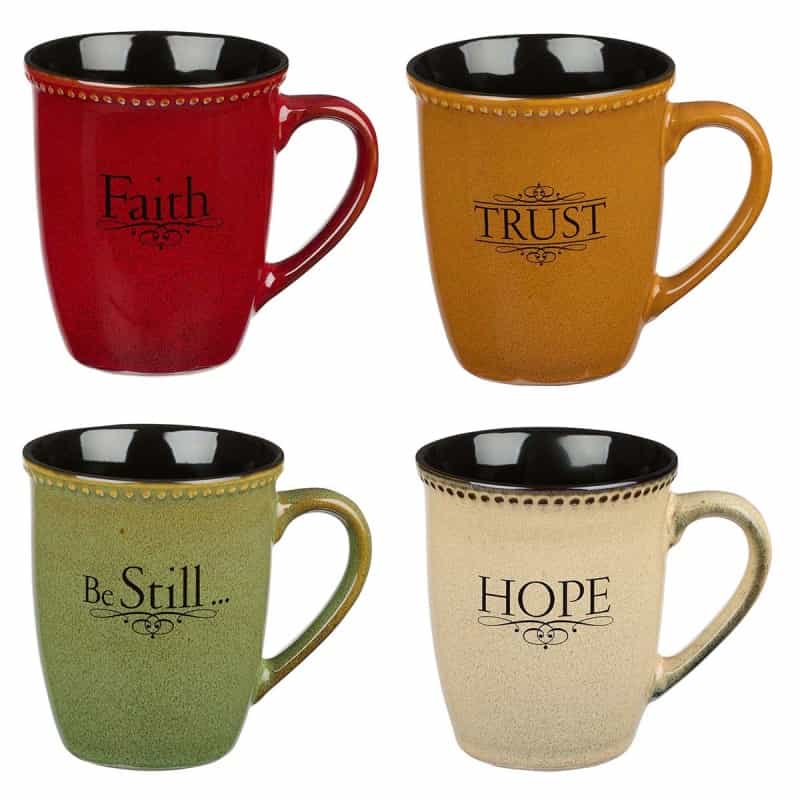 Mug Set 4Pc Faith, Trust, Hope, Be Still