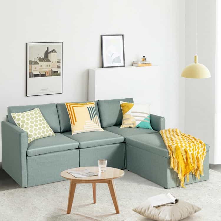 Convertible L-Shaped Sectional Sofa Couch With Reversible Chaise-Green
