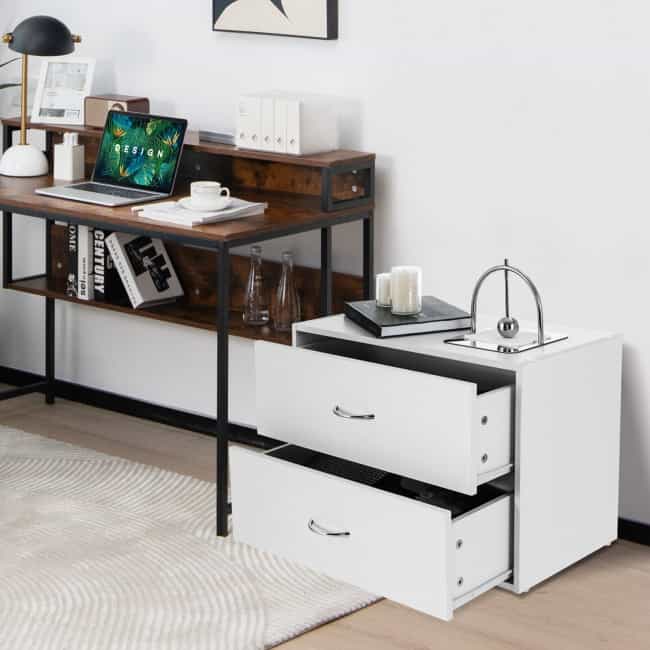 2-Drawer Stackable Horizontal Storage Cabinet Dresser Chest With Handles